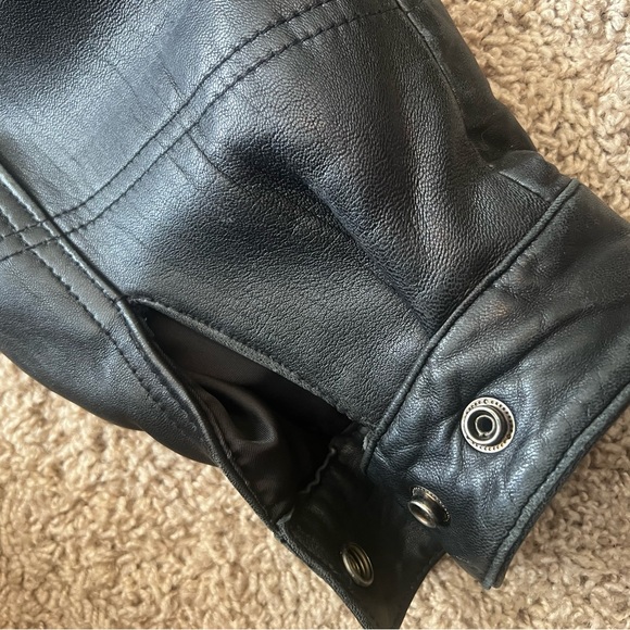 Men's Black Leather Belted Jacket size M - Picture 9 of 16